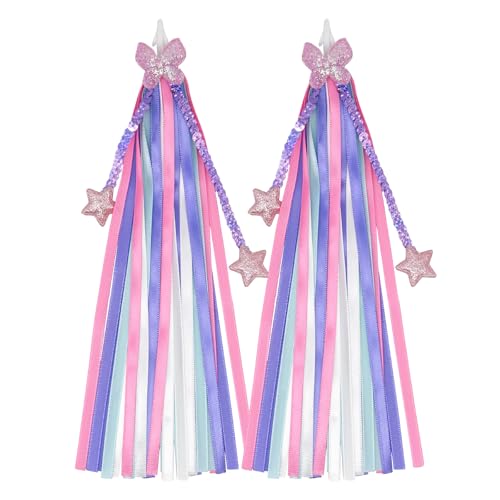 1 Pair Bike Streamers, Kid's Bike Tassels, Bicycle Handlebar Streamers Colorful Ribbons, Bike Accessories for Girls Boys (Purple)