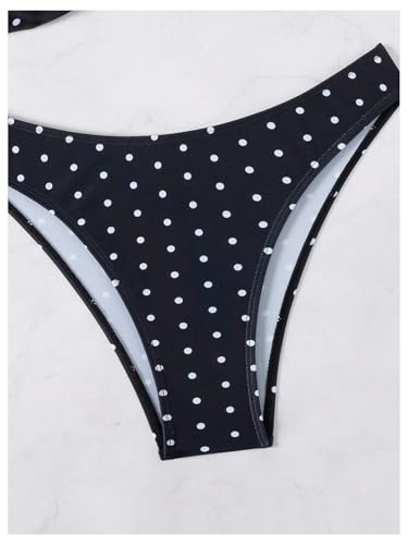 Milumia Women's Polka Dots Bikini Sets 2 Piece High Cut Tie Shoulder Swimsuit Beachwear Multicolor Medium4