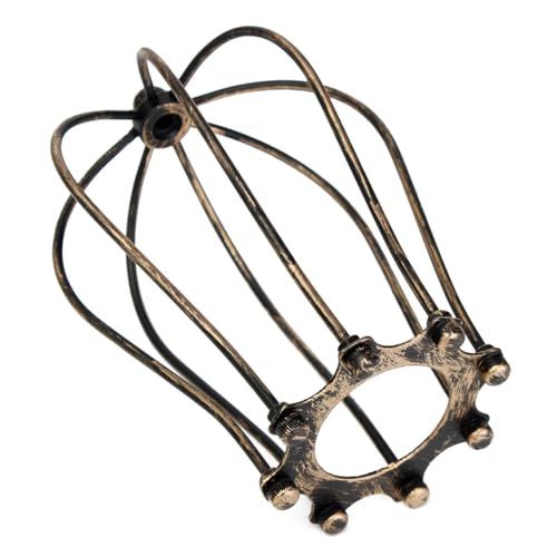 dDanke Retro Iron Wire Bulb Cage Lamp Guard 80x115x170mm Industrial Pendant Light Cover (Brown)