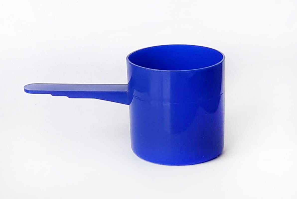 Rightpak 70ml 50 Pieces Blue Measuring Dosing Spoons, Resuable Handles Plastic Scoops | Ideal for Liquids, Powders, Granules, Spices, Home, Kitchen, Catering, Healthcare, Fitness