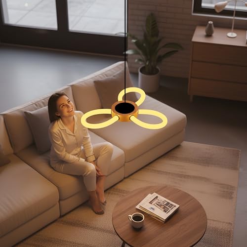 Image of Lampmaster Infinity Pendant Light | Modern Decorative Chandelier & Hanging Ceiling Lamp with Wooden Finish | Soft Warm LED Glow | Energy-Efficient Light for Living Room, Bedroom, Dining Area & Hall