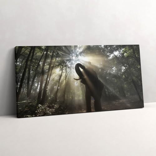Peinture sur toile éléphant jungle 140x70cm pour réchauffer un salon moderne