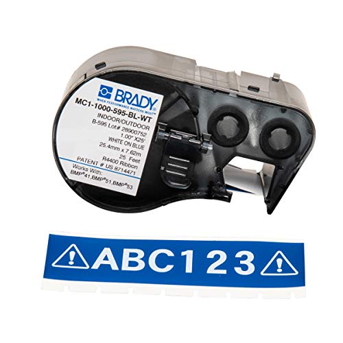 Brady MC1-1000-595-BL-WT, 131594 Indoor/Outdoor Label, 3 Cartridges of 25 Feet