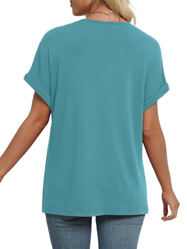 Image of WIHOLL Womens Summer Tops Short Dolman Sleeve Shirts 2026 Fashion V Neck Outfits Clothes