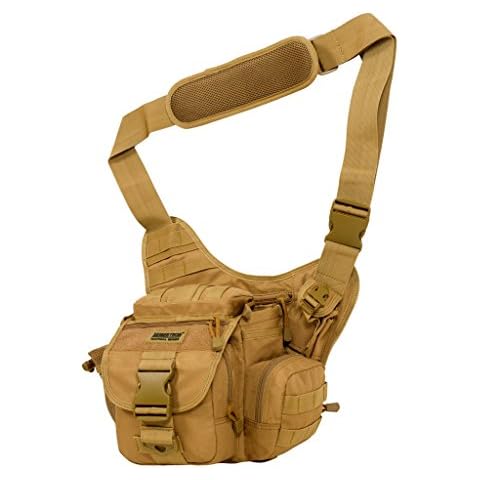 Seibertron Multi-functional Tactical Assault Gear Sling Pack Range Bag Heavy Duty Shoulder Strap Hiking EDC Messenger Molle Bag Travel Camera Compact Utility Military Bag (Khaki) Cover