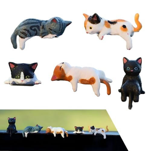 Zosgrew Cute Cat Car Interior Accessories, 5 PCS Cute Mini Dashboard Decorations, Funny Pet Decorations for Car Side Mirrors, Cars Accessories for Women Girl (Multicolored)