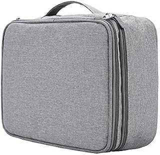 TsunNee Double Layer Travel Cable Organizer Bag, Portable Electronics Accessories Storage Case with 2 Compartments, Gray