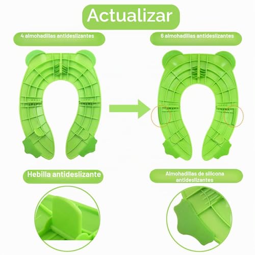 Miniatura 9 de Pandaear Adaptador Wc Niños Wc Portatil Niños Reductor De Inodoro Para Viajes Y Entrenamiento De Baño Ideal Para Niños Y Niñas Verde