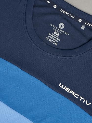 Image of TECHNOSPORT Womens Slim Fit Half Sleeve Color Block T-Shirt with Anti Microbial, Techno Dry porperties for Yoga, Sports, Gym & Regular Use