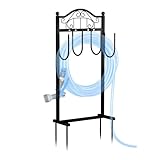 Freexployer Garden Hose Holder, Easy Coiling & Tangle-Free Metal Hose Reel, Portable Water Hose Storage Organizer for 100FT Hoses, Hose Holder for Lawn, Yard and Garden, Black