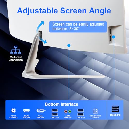 Image of All-in-one Desktop Computer PC, 22 inch FHD Display N5095 Quad Core 8G RAM 512G SSD ROM PC, WiFi Bluetooth Connection Desktop for Office Gaming Home Study
