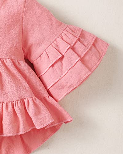 Renotemy Infant 9-12 Months Girl Clothes Summer Baby Outfits For Girls Ruffle Tops Flared Jeans Pants Cute Baby Girl Clothes 9-12 Months #TOP3