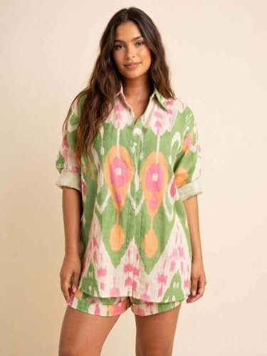 Image of Leriya Fashion Western Summer Co ord Set for Women Stylish | Western Pajama Set & Night Suit Travel Outfit | Casual Boho & Night Dress | Printed Pyjama Set for Goa Vacations Beach Outfits
