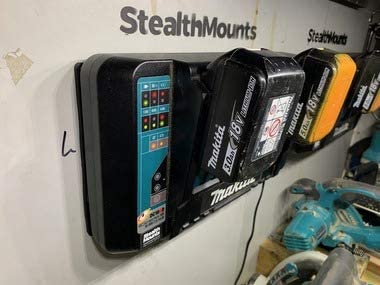 StealthMounts Makita Ladegerät Halterung | Wandhalterung für Makita Ladegerät (Schwarz) | Stabile Befestigung, platzsparendes Design, einfache Montage- 2er Pack (Einzelnes Ladegerät)