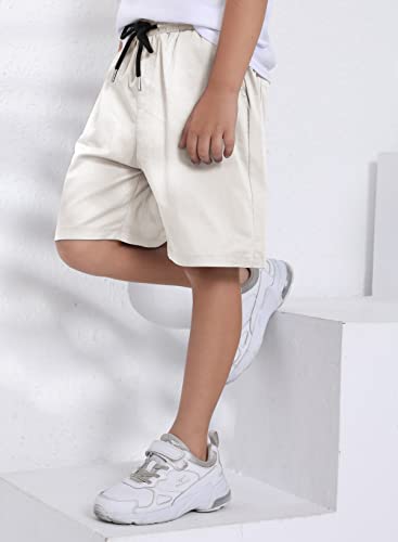 Blibean Boy Golf Work Cotton Shots Kid Summer Fashion Dress Short Pant Solid Color Light Weight Casual Cargo Shorts Size 8-9 Years Old White #TOP6