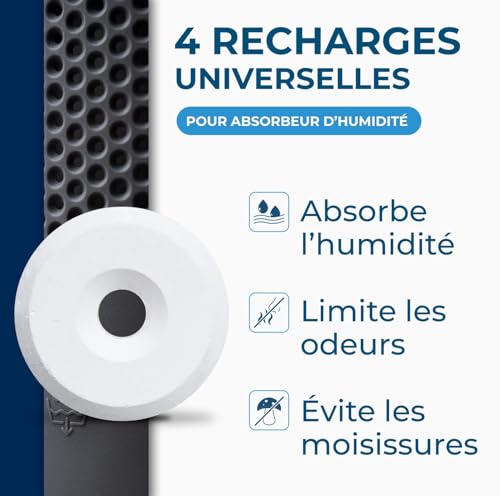 STARWAX - Tableaux Absorbeurs d'Humidité x 4 - Préviennent les Moisissures - Sans Odeur - Sans Colorant - 1 Recharge Tra