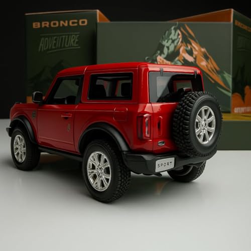 Image of MiniExplorer Die-Cast Toy Bronco Car Red | 1:24 Scale SUV Mode| Metal Free Wheels Car for Kids & Collectors | Off-Road Bronco Vehicle Toy - Red