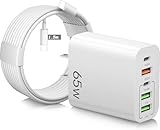 Salandens Cargador Tipo C con Cable 1.5m, 65W 5 en 1 Cargador Carga Rapida,Cargador USB C PD20w+PD15w,para...
