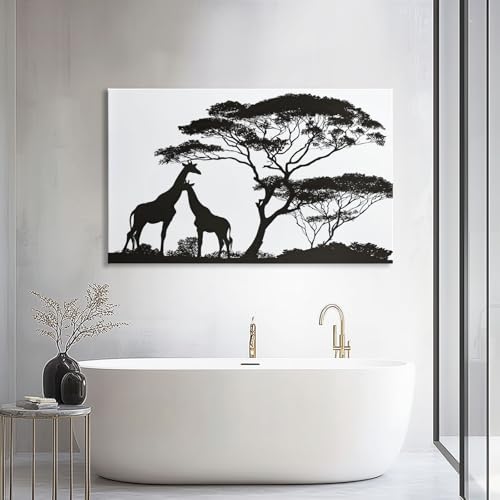 Impression sur toile style africain girafe blanche moderne 70x50