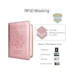 WALNEW Passport Holder for Travel, RFID Passport Cover Wallet for Women Men, PU Leather Passport Book Card Holder Case with Pen (Elastic Band Closure, A-Rosegold) - Image 3