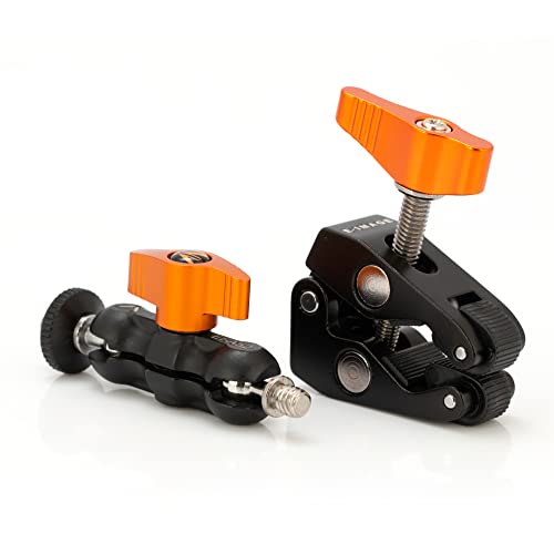 Image of E-Image EI-A52K 2.8'' Mini Friction Arm with EI-A05S Super Clamp | with 1 /4''-20 Thread 180 Adjustable Arm | for DSLR /Camera Rig /Tripod /Photography Studio | Payload 1.5kg, Black