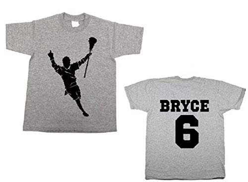 Personalized Custom Lacrosse Player Toddler Boys Girls kdis Youth Shirt Name Number White