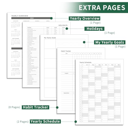 AHGXG 2024-2025 Planner, Academic Planner July 2024 - June 2025 Weekly Monthly Planner, 12 Months, A4 8.5\"x11\" Planner, with Soft Leather Cover, Notes Pages, 100GSM Thick Paper, Pocket - -DarkGreen