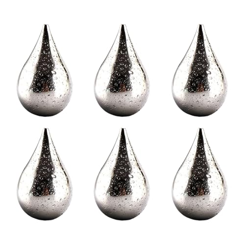 Qkbuza Bloque de hielo de acero inoxidable | de metal reutilizables en forma de gota de agua - de enfriamiento de acero para bebidas y whisky | para fiestas de inauguración de la casa, bar