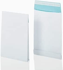 Faltentaschen Mit Klotzboden B4 - 200 Stück Haftklebend Weiß 150g