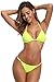 Produktbild SHEKINI Damen Klassischer Triangle Bikini-Set Neckholder Oberteil Tanga Bikini Hose Sexy Thong für Frauen Low Waist Unerteil (X-Small, Fluoreszierendes Gelb)
