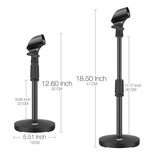Moukey Desktop Mic Stand, Adjustable Desk Mic Stand With Non-Slip Mic Clip, Universal Table Mic Stand With 5/8" Male To 3/8" Female Screw For Blue Yeti Snowball Spark And Other Microphone, Mms-2 #TOP1