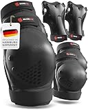 SKATEWIZ Kids Knee Pads and Elbow Pads Set - Wrist Guards for Skateboarding - Smash - Size M/L Black - Skating...