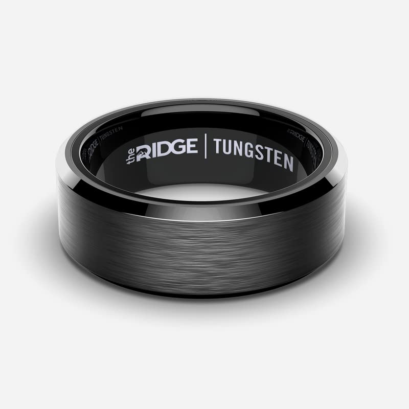 The Ridge Tungsten Rings For Men - Mens Wedding Band - Strong, Durable, and Scratch-Resistant Beveled Ring With Silicone Band2