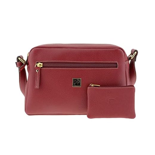 PAULA ALONSO PA Bolso Bandolera en Piel con Bolsillos Talla: U Color: BURDEOS