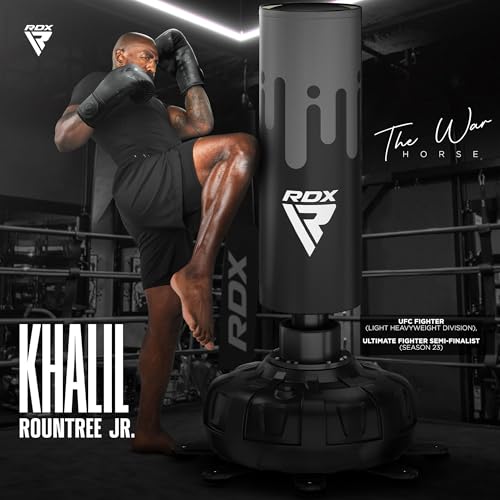 Image of RDX XXL 330LBS Freestanding Punching Bag with Cover & Gloves - 72 inch Adult Heavy Pedestal Punch Bag Set - 17 Suction Cup 8 Extended Legs Stand Base - Kick Boxing MMA Home Gym Fitness