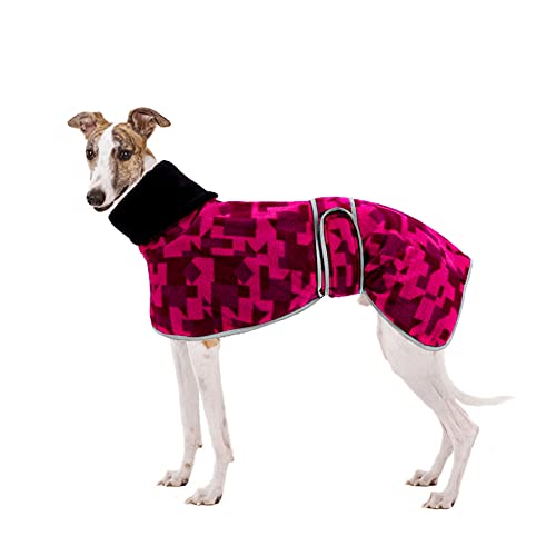 Winterpullover aus Fleece, bequem, für Whippet Windhunde, warmes Fleecefutter und verstellbare Bänder, Rosa