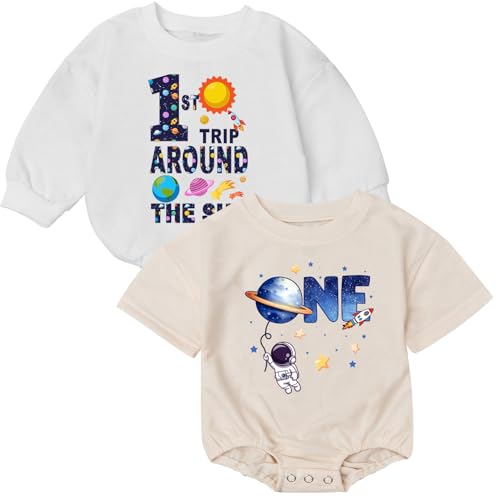 1st Birthday Outfit for Baby Boy, First Birthday Space First Trip Around The Sun Outfit for Boy