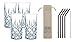 Produktbild Spiegelau & Nachtmann, 4-teiliges Longdrink-Set mit 4er Set EKM Living Edelstahl Strohhalme schwarz, Kristallglas, 375 ml, Noblesse, 0089208-0 (Schwarz gebogen)