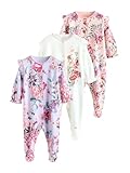 NEXT Baby Mädchen Gerippte Babyschlafanzüge, 3er-Pack Ecru Floral 62-68