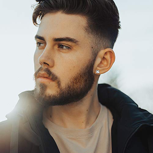 sailimue 5 Pairs Stainless Steel Cubic Zirconia Stud Earrings Set for Women Men Brilliant Round Square Teardrop Faux Diamond Halo Earrings CZ Piercing Earrings Jewelry Gifts3