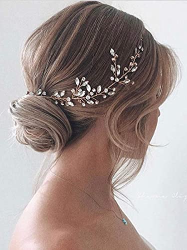Earent Bride Wedding Crystal Hair Vine Bridal Long Headband Wedding Hair Piece Rhinestone Hair Accessories for Women and Girls (Silver)