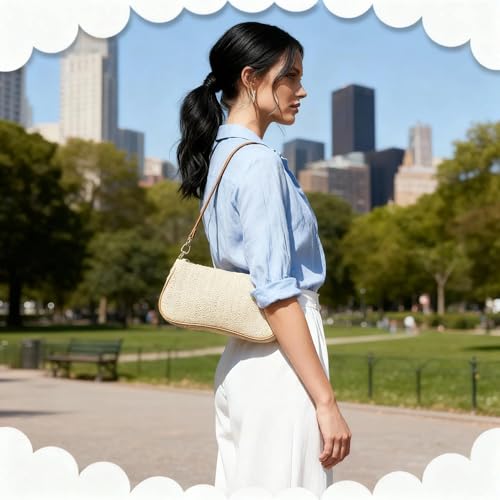 Bolso de verano bohemio khaki tejido a mano miniatura 3