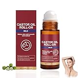 Bio-Rizinusöl mit Rosenquarz-Roller, Rizinusöl Kaltgepresst Bio - Rizinusöl Kaltgepresst - Natürliche Inhaltsstoffe, Pflegt die Haut Sanft, Castor Oil Organic - Massageöl Öl für alle Hauttypen (1PC)