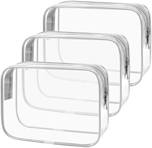 ANRUI 5pcs Clear Toiletry Bag with Handle Strap, Waterproof Clear Travel Accessories, Quart Size Clear Liquids Toiletries Bags & Makeup Bags for Women and Men - Grey( Same Size)