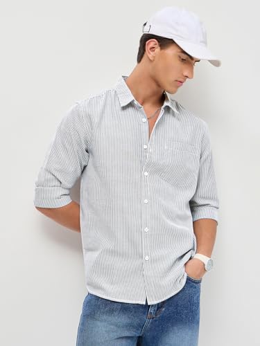 Image of Urbano Fashion Men's Cotton Full Sleeve Regular Fit Casual Striped Shirt