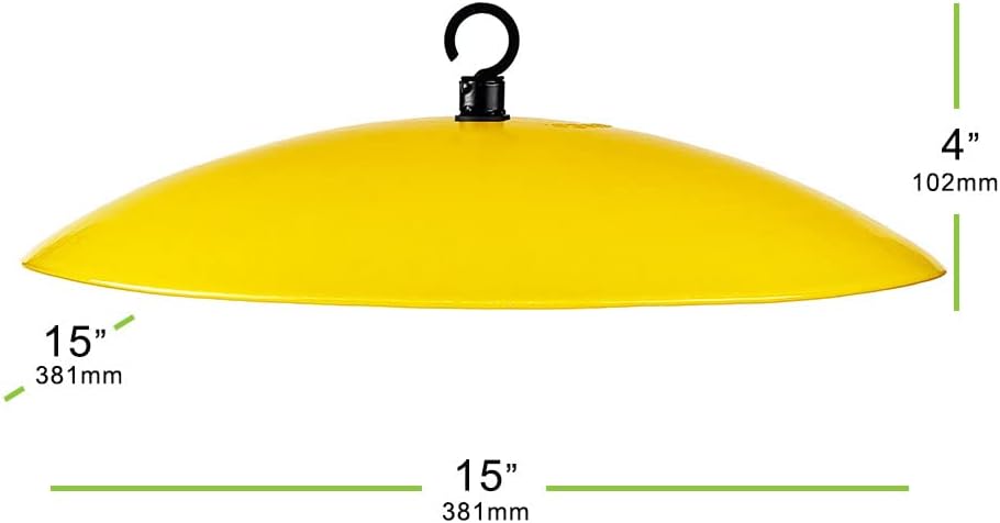 Yellow Recycled Glass Bird Feeder Dome, Hanging Weather Shield with Dual Hooks, Durable Outdoor Protection for Backyard Feeders, Yellow