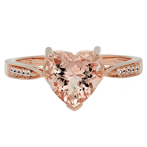 Dazzlingrock Collection 14K Heart-Shaped Morganite & Round Diamond Bridal Promise Engagement Ring, Rose Gold, Size 6.5 #TOP1