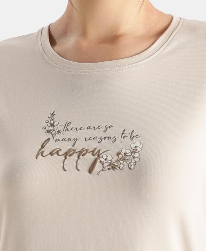Image of Jockey IW31 Women Micro Modal Fiber Elastane Stretch Relaxed Fit Graphic Print Round Neck Half Sleeve T-Shirt with Curved Hem Styling (Prints May Vary)