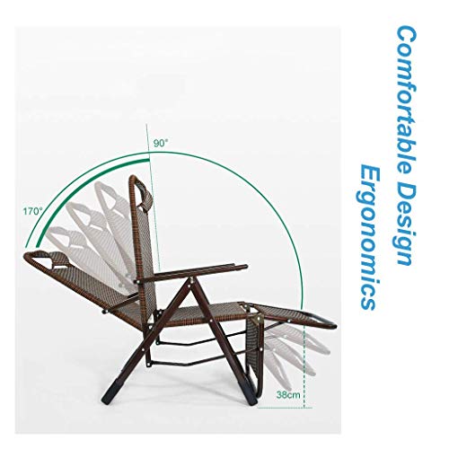 Zero Gravity Lounge Chair, Balcony Office Relaxing Chair Brown Rattan Reclining Patio Chair | Zero Gravity Locking Recliner Chair Living Room Garden Lawn | Outdoor Lounger Chair Oversize Folding, Max. #TOP2
