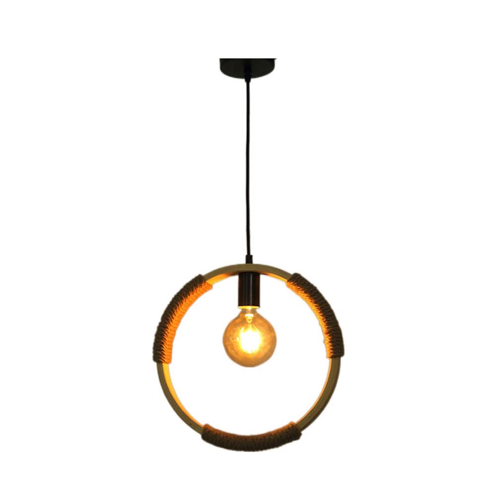 Suspension bambou E27 et corde de chanvre luminaire lustre vintage